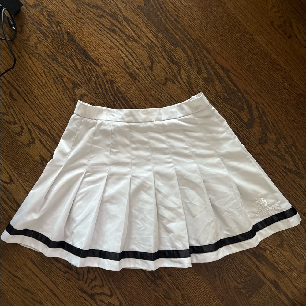 Boast USA Preppy White Pleated Skirt with Black Trim